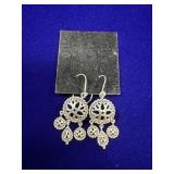 PAIR OF STERLING SILVER OPENWORK GEOMETRIC DANGLE