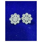 PAIR OF STERLING SILVER FLOWER SHAPED EARRINGS W/