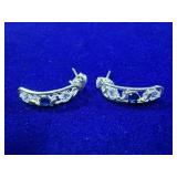PAIR OF STERLING SILVER HALF-HOOP EARRINGS W/