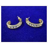 PAIR OF GOLD TONE STERLING SILVER J-SHAPE