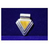 Yellow Agate Sterling Silver Triangle Pendant
