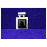 Sterling Silver Black Onyx Square Pendant