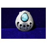 Native American Bear Paw Turquoise Bolo Tie Clip