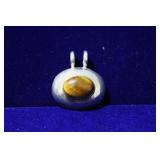 Tigers Eye Oval Sterling Silver Pendant