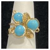 HANDMADE WIRE WRAPPED GOLD FILLED, TURQUOISE BEAD