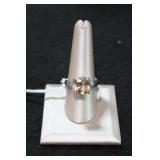 Sterling Silver Cushion Cut Champagne Ring