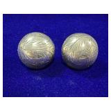 PAIR OF STERLING SILVER DOMED STUD EARRINGS W/ AN