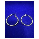 PAIR OF GOLD-TONED STERLING SILVER BAMBOO PATTERN