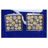 Cherry Blossom Motif Silver Cufflinks