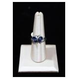 Created Sapphire Butterfly CZ Sterling Ring