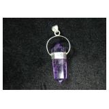 Polished Purple Crystal Pendant in Sterling