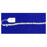 STERLING SILVER & WHITE STONE BRACELET - 8.5" -