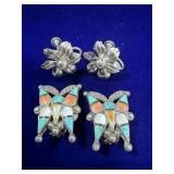 (2) PAIRS OF STERLING SILVER CLIP ON EARRINGS