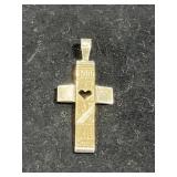 VINTAGE STERLING SILVER & 14K GOLD CROSS PENDANT