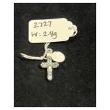 GOLD PLATED STERLING SILVER & TOPAZ CROSS PENDANT