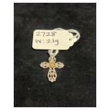 CITRINE WHITE TOPAZ STERLING SILVER CROSS PENDANT