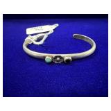NAVAJO STERLING SILVER CUFF BRACELET W/ FLOWER,