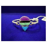 VTG TAXCO MEXICO STERLING SILVER BANGLE MULTI GEM