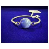 STERLING SILVER STATION BANGLE W/ BLUE CAT