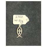 STERLING SILVER ICHTHUS FISH CROSS CUT-OUT