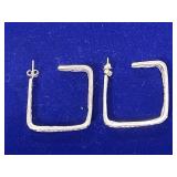 PAIR OF STERLING SILVER SQUARE-SHAPED HOOP
