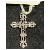 STERLING SILVER FILIGREE CROSS PENDANT - WEIGHS