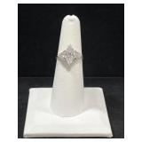 STERLING SILVER & WHITE STONE RING 3.2GM SIZE 6