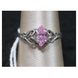 Silvershake Marquise Pink Sterling Silver Ring