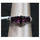 Rhodolite Garnet 5 Stone Sterling Ring