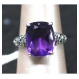 Sterling Silver Ring w/ Vibrant Purple Gem