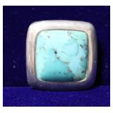 Barse Turquoise Square Sterling Silver Pendant