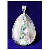 Sterling Silver Mother of Pearl Inlaid Pendant