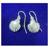 PAIR OF STERLING SILVER SCALLOP SHELL DANGLE