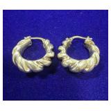 PAIR OF STERLING SILVER CHUNKY CROISSANT-STYLE