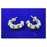 PAIR OF STERLING SILVER HOOP EARRINGS ACCENTED W/