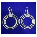 PAIR OF STERLING SILVER TRIPLE-RING NESTED CIRCLE