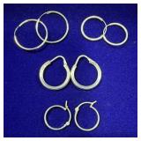 (4) PAIRS OF SMALL STERLING SILVER THIN HOOP