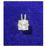 SMALL STERLING SILVER & CUBIC ZIRCONIA SQUARE