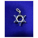 STERLING SILVER STAR OF DAVID PENDANT W/ DARK