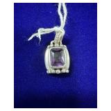 STERLING SILVER & PURPLE AMETHYST PENDANT -