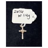 STERLING SILVER & WHITE DIAMOND CROSS PENDANT W/