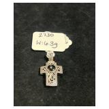 STERLING SILVER & BLACK ONYX CROSS PENDANT W/