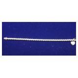 925 Heart Pendant Diamond Tennis Bracelet