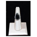 Black Onyx Teardrop Sterling Silver Ring
