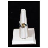 Square Cut Yellow CZ Sterling Silver Ring