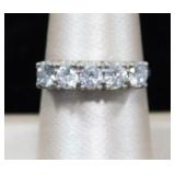 5 CZ Stone Sterling Silver Engagement Ring