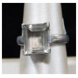 Sterling Silver w/ Emerald Cut Center Stone Ring