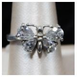 Cubic Zirconia Butterfly Sterling Silver Ring