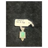 STERLING SILVER & TURQUOISE PENDANT - MADE IN