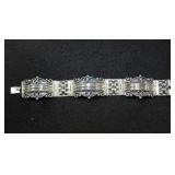 Mexican Sterling Silver Hinged Panel Bracelet